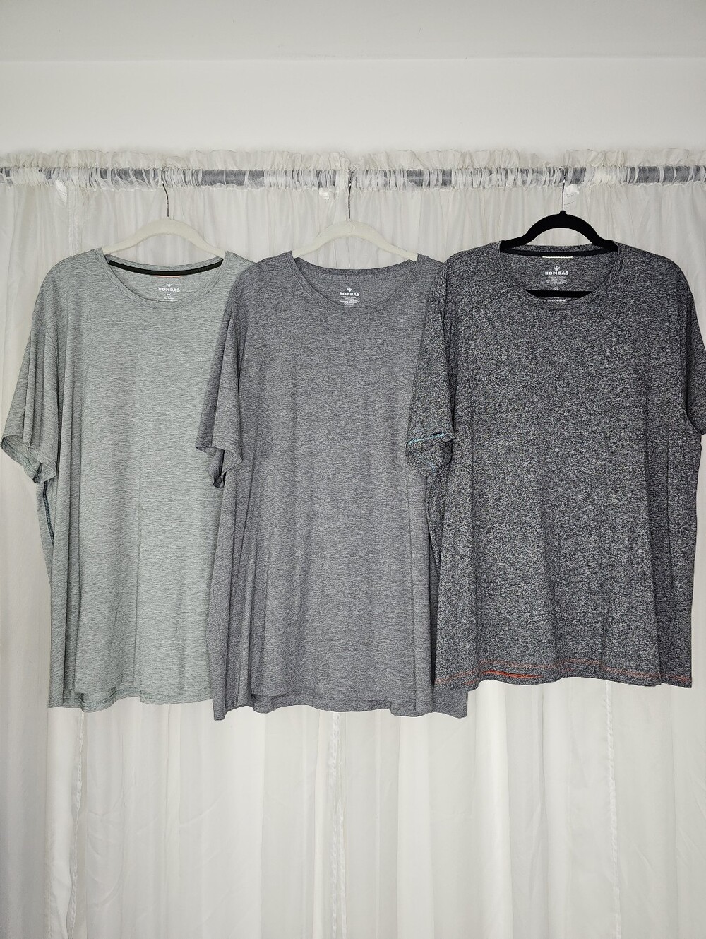 Bombas Men's Short-Sleeve Crewneck Tees Light Gray, Medium Gray, Dark Gray XXL